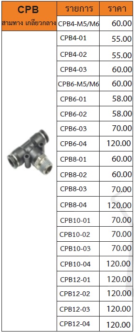 ข้อต่อทองเหลือชุบนิเกิล รุ่น CPB สามทาง เกลียวกลาง