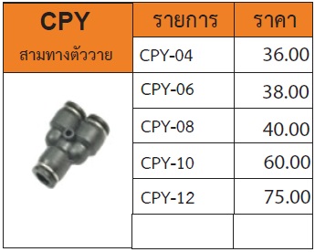 ข้อต่อทองเหลืองชุบนิเกิล รุ่น CPY สามทางตัววาย
