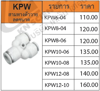 ข้อต่อฝาสีขาว รุ่น KPW สามทางตัววายลด