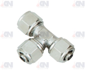 KLE-fitting ข้อต่อสามทางตัวที ทองเหลืองชุบนิเกิล รุ่น KLE