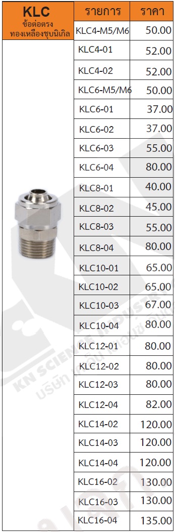 ข้อต่อตรงชุบนิเกิล รุ่น KLC
