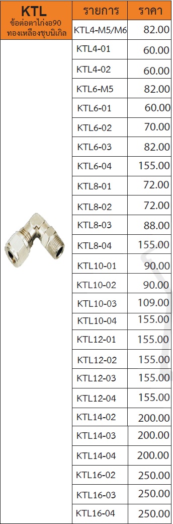 ข้อต่อสายลมงอ 90°C ชุบนิกเกิ้ล
