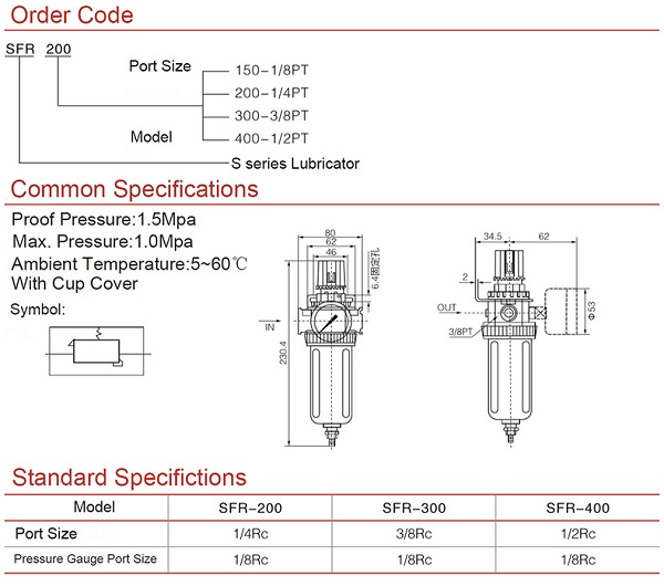 SFR Pneumatic Filter Regulator