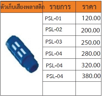 ตัวเก็บเสียงแบบพลาสติก รุ่น PSL
