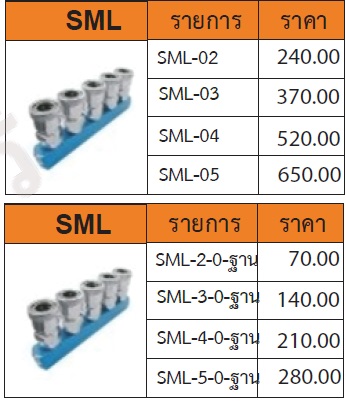 ข้อต่อสวมเร็วแบบฐานตรง 2-5 หัว รุ่น SML