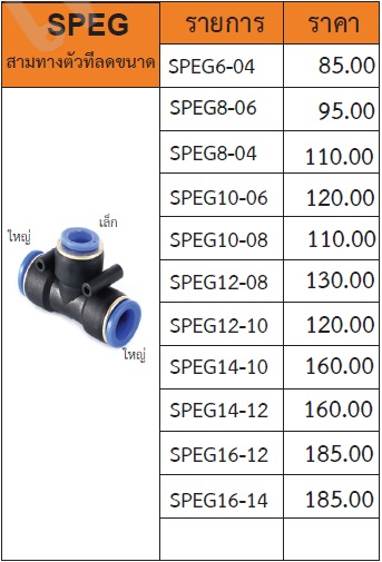 ข้อต่อ 3 ทาง ตัวที ลดขนาด รุ่น SPEG
